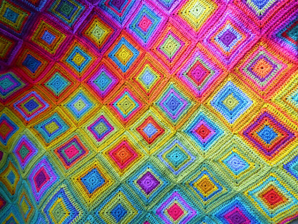 Boho Rainbow Squares Blanket