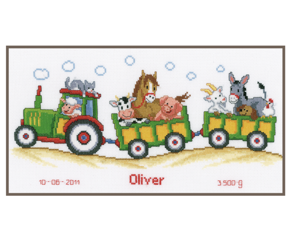 Geboortetegel Tractor Met Dieren (PN-0011906)